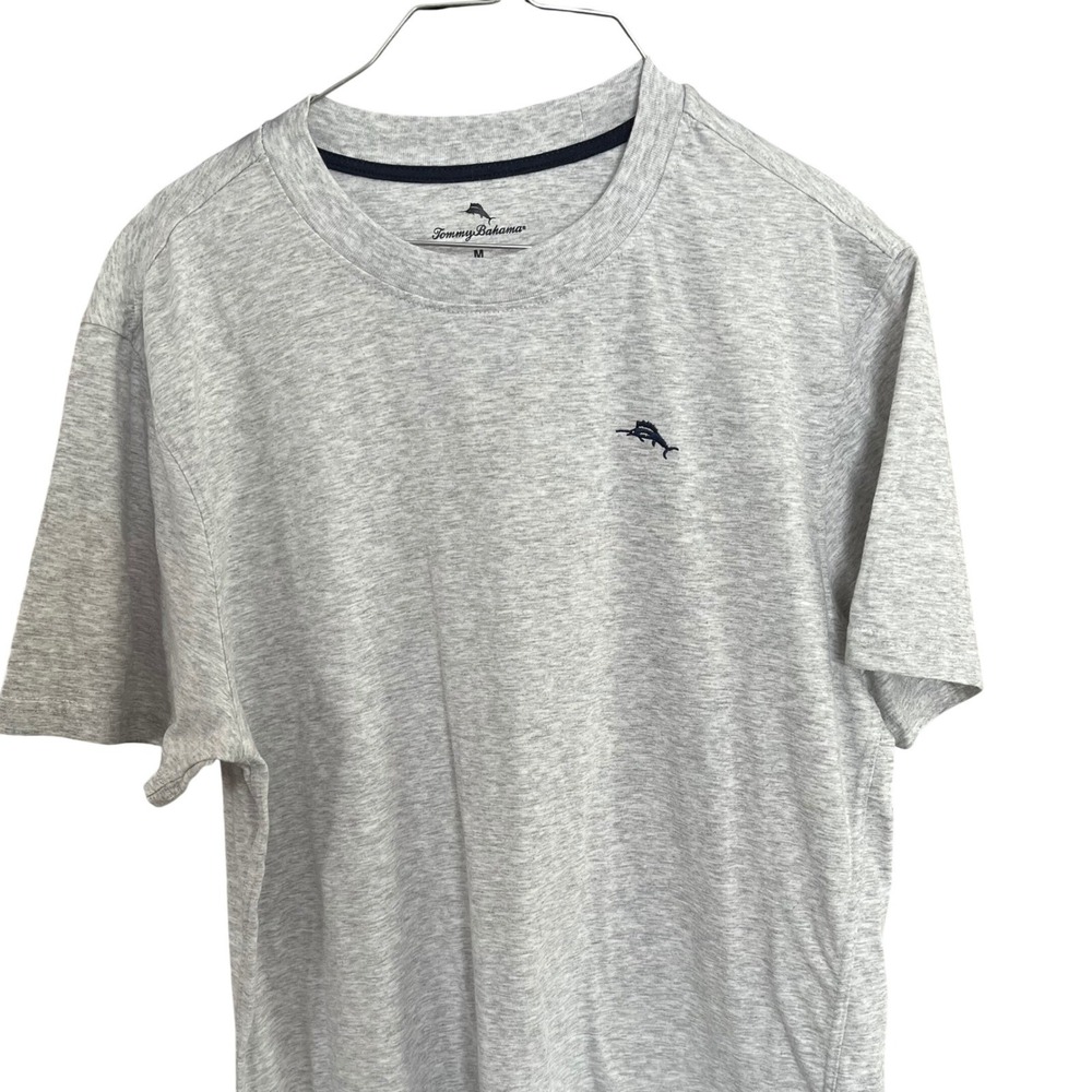 Tommy Bahama Mens‎ Gray Crew Neck Short Sleeve T Shirt Palm Tree Logo Size M